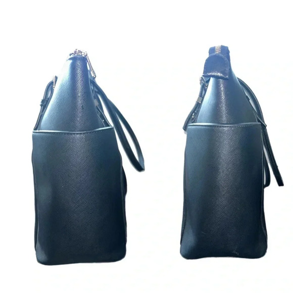 Tree of Life Womens Black Lined Tote Bag 2 Handles Vegan Leather Lots Of Pockets - Picture 3 of 7